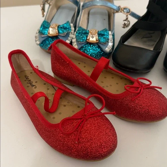 Red Glitter and Black Kids Shoes Set - Picture 4 of 4